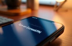 ExpressVPN iOS Updates: Siri Makes VPN Effortless A close-up of an iPhone screen showing the Siri waveform with "Turn on ExpressVPN" displayed, illustrating hands-free activation.