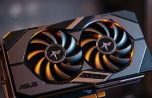 RTX 3060 2025: Still Viable for Budget 1080p Gaming? A close-up of the ASUS Dual NVIDIA GeForce RTX 3060 V2 OC Edition graphics card, showcasing its dual-fan cooler and sleek design.