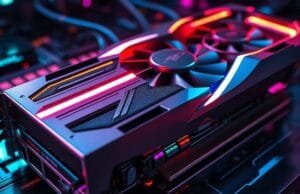 Gaming GPU Tier List 2025: Your Ultimate Buying Guide A close-up shot of a modern, sleek gaming graphics card with RGB lighting, highlighting powerful components expected on a Gaming GPU Tier List 2025.