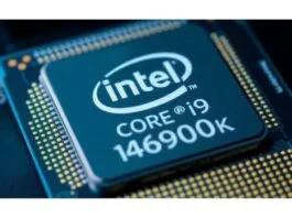 A close-up shot of an Intel Core i9-14900K processor chip, highlighting its intricate design and branding, suitable for a featured image.