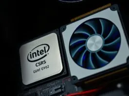 A close-up shot of an Intel CPU and a high-end GPU on a dark background, illustrating their partnership within a PC. This will be the featured image.