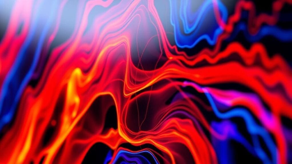 A close-up shot of an OLED TV screen displaying vibrant, high-contrast HDR content, showcasing deep blacks and bright colors.