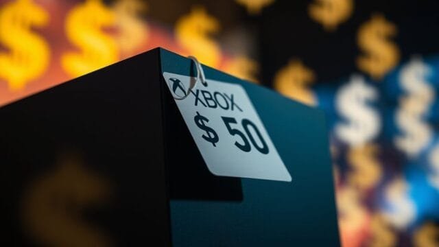 Xbox Price Hike: What It Means For Your Wallet A close-up shot of an Xbox Series X console with a price tag reflecting an Xbox price hike, set against a backdrop of blurred dollar signs.