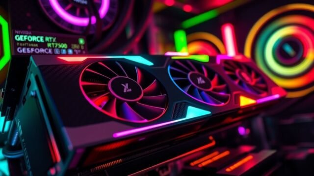Best Graphics Card 2025: Ultimate Guide to Top GPUs A close-up shot of the NVIDIA GeForce RTX 5090 graphics card with glowing RGB elements in a high-end gaming PC.