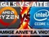 Gaming Processor: Is AMD’s 3D V-Cache the Ultimate? A dynamic graphic showcasing AMD Ryzen and Intel Core CPU logos battling it out, symbolizing competition in the gaming processor market, with a focus on gaming performance.