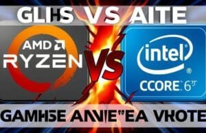 Gaming Processor: Is AMD’s 3D V-Cache the Ultimate? A dynamic graphic showcasing AMD Ryzen and Intel Core CPU logos battling it out, symbolizing competition in the gaming processor market, with a focus on gaming performance.