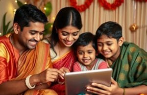 Flipkart BBD 2025 Tablets: Unlock Flipkart BBD 2025 Tablet… A family happily using a new tablet during India's festive season, smiling and engaged