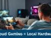 Cloud Gaming Local Hardware: Your 2025 Choice for Gamers A gamer sitting on a couch playing on a tablet via cloud gaming, while a high-end gaming PC setup is visible in the background, symbolizing the choice between Cloud Gaming Local Hardware.