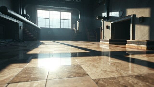 Photorealistic Gaming Graphics: Beyond Pixels to Immersion A highly detailed scene in a video game showcasing realistic reflections and shadows rendered with ray tracing, emphasizing photorealistic gaming graphics.