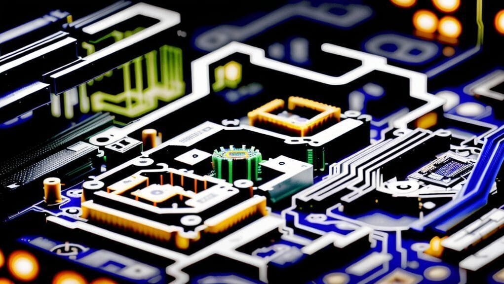 A modern motherboard close-up, displaying intricate circuitry, various slots, and heatsinks, indicative of the **best motherboards of 2025**.