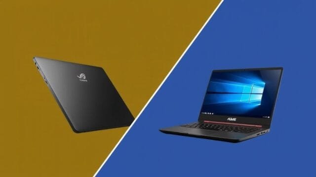 2025 Laptop Comparison: Zenbook vs. Nitro – Which Champion? A professional graphic contrasting the sleek design of the Asus Zenbook S 16 with the robust appearance of the Acer Nitro V 15