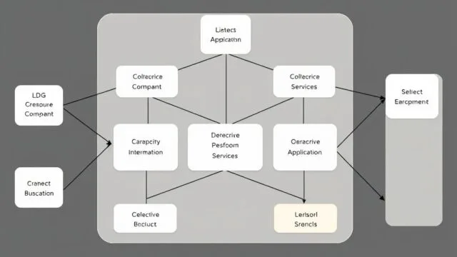 A simplified diagram showing a complex application decomposed into multiple, interconnected, smaller services. A simplified diagram showing a complex application decomposed into multiple, interconnected, smaller services.
