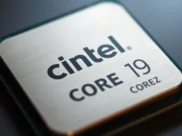 A sleek, close-up shot of an Intel 13th generation Core i9 processor, showcasing its metallic surface and intricate design, implying power and sophistication.