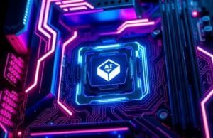 AI-Powered Overclocking: Unleash Your PC’s Full Potential A sleek, futuristic gaming PC motherboard. Glowing RGB accents highlight a CPU socket. Complex circuit patterns symbolize AI overclocking.