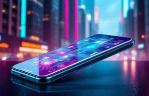 Best Upcoming Phones 2025: See Tomorrow’s Tech Today A sleek, futuristic smartphone, representing the **Best Upcoming Phones 2025**, displaying a vibrant, high-refresh-rate screen
