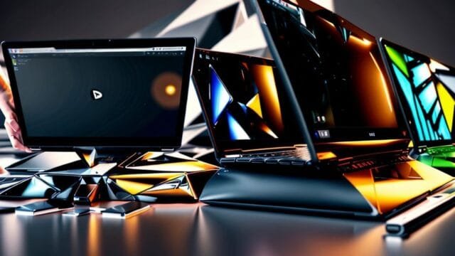 New Laptop Form Factors: Foldable, Rollable, Dual-Screen Tech A sleek image showcasing various new laptop form factors including foldable and dual-screen devices.