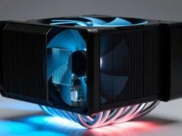 A sleek, modern CPU cooler with subtle LED lighting, symbolizing advanced cooling technology.