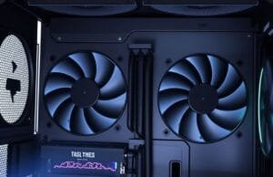 Silent PC Build: Master the Art of Whisper-Quiet Power A sleek, modern PC case with sound-dampening panels and large, slow-spinning fans visible through a subtle mesh.