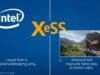 Intel Arc Graphics: The Future of GPUs? A stylized graphic of Intel XeSS technology logo with game visuals being upscaled from a lower resolution to a higher one, demonstrating improved frame rates.