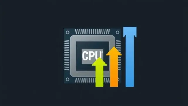 A stylized graphic showing a CPU socket with ascending arrows, symbolizing generational improvements and the concept of an upgrade path.