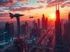 Effortless Amazon Nova Canvas Image Generation: A Guide A vibrant, detailed image generated from a text prompt, depicting a futuristic cityscape at sunset with flying vehicles and glowing neon lights.
