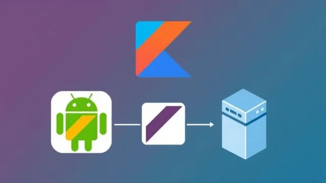 A vibrant graphic showcasing the Kotlin logo alongside Android and server icons, symbolizing its dual impact. A vibrant graphic showcasing the Kotlin logo alongside Android and server icons, symbolizing its dual impact.