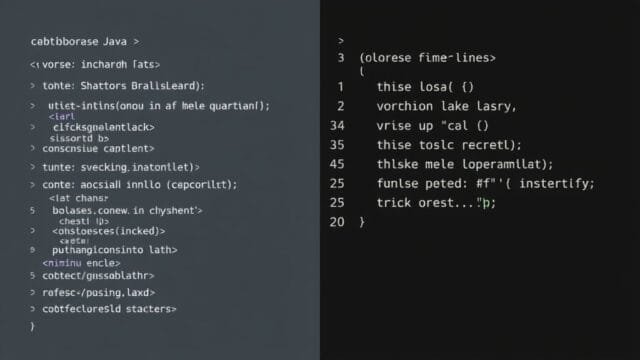 Kotlin: Unleashing Modern Android & Server Power A visual comparison of verbose Java code next to a modern, concise language's code for a common task, illustrating fewer lines.