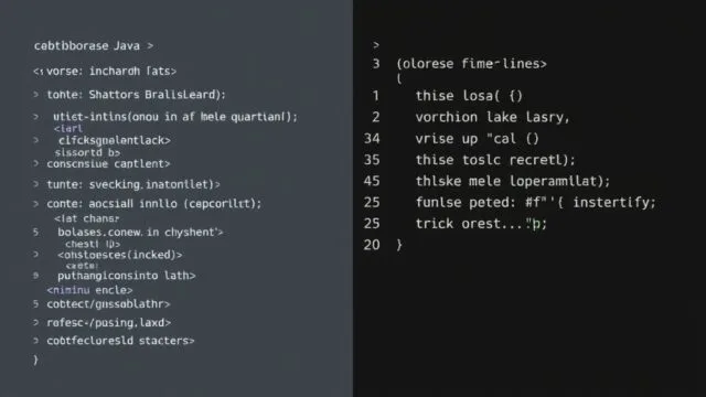 A visual comparison of verbose Java code next to a modern, concise language's code for a common task, illustrating fewer lines.