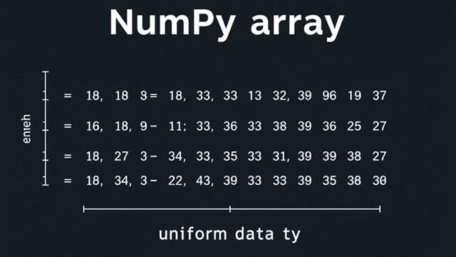 Pandas and NumPy: Pandas & NumPy: Your Data Analysis A visual representation of a NumPy array with elements and dimensions, illustrating its uniform data type.