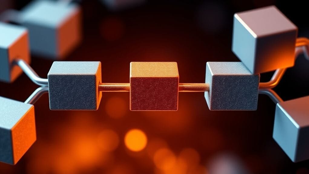 A visual representation of connected blocks forming a chain, symbolizing blockchain technology.
