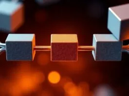 A visual representation of connected blocks forming a chain, symbolizing blockchain technology.