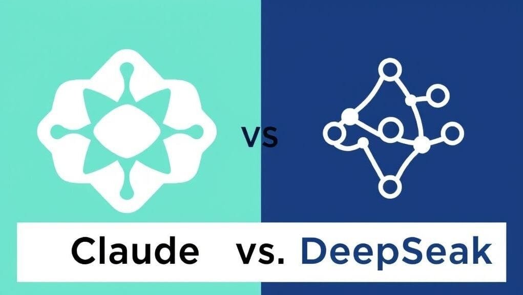 A visual representation of two distinct AI model icons, one for Claude and one for DeepSeek, symbolizing a comparison.