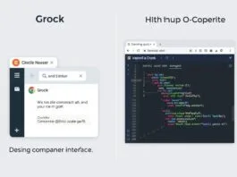 A visual representation showing Grok's conversational interface on one side and GitHub Copilot's code editor interface on the other, with a clear distinction in design.