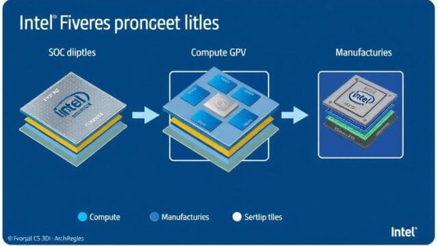 Intel Arrow Lake Nova Lake: Your Next CPU Future Unveiled An architectural diagram illustrating Intel's Foveros 3D packaging with distinct chiplets for compute, GPU, and SoC tiles, highlighting their different manufacturing nodes.