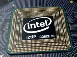 An artistic rendering of an Intel 12th Gen 'Alder Lake' CPU die, showing a clear distinction between larger P-cores and smaller E-cores