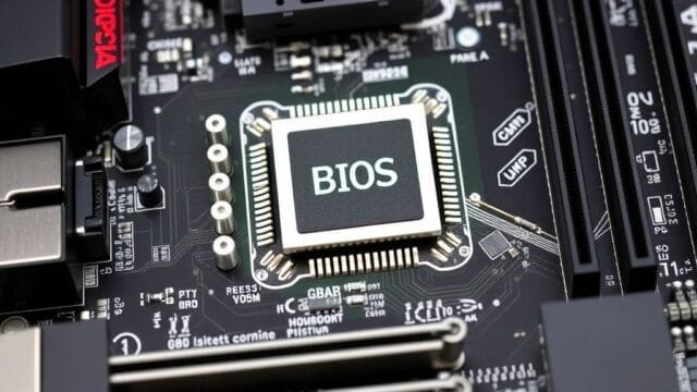 Update ASRock BIOS: Easy Guide to Boost Your PC An ASRock motherboard with key components highlighted, including the BIOS chip area, illustrating the central role of BIOS