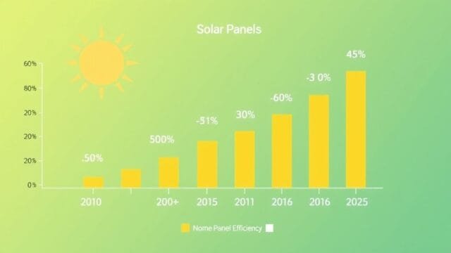 Latest Solar Panels Reviews: Your Smart 2024-2025 Guide An infographic showcasing solar panel efficiency trends from 2010 to 2025, with increasing bars indicating progress