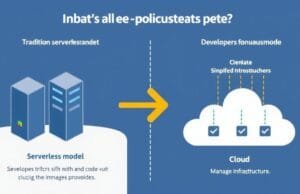 Serverless Architecture: AWS Lambda vs. GCP – The Ultimate Guide An infographic visually depicting the shift from traditional server management to the simplified serverless model, showing developers focusing on code while cloud manages infrastructure.