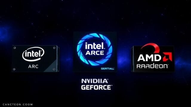 Intel Battlemage Celestial GPUs: Can They Challenge NVIDIA and AMD? Intel Battlemage Celestial GPUs: A concept image showing Intel Arc GPUs alongside NVIDIA GeForce and AMD Radeon logos, representing competition.