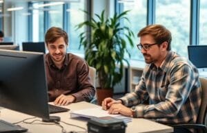 History of Google: From BackRub to Global Power Larry Page and Sergey Brin working in their Stanford University office