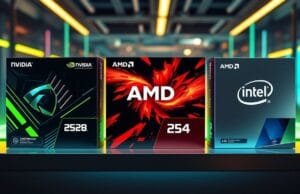 Best Graphics Cards 2025: Your Ultimate Buying Guide Three distinct graphics card boxes labeled Nvidia, AMD, and Intel, symbolizing market competition