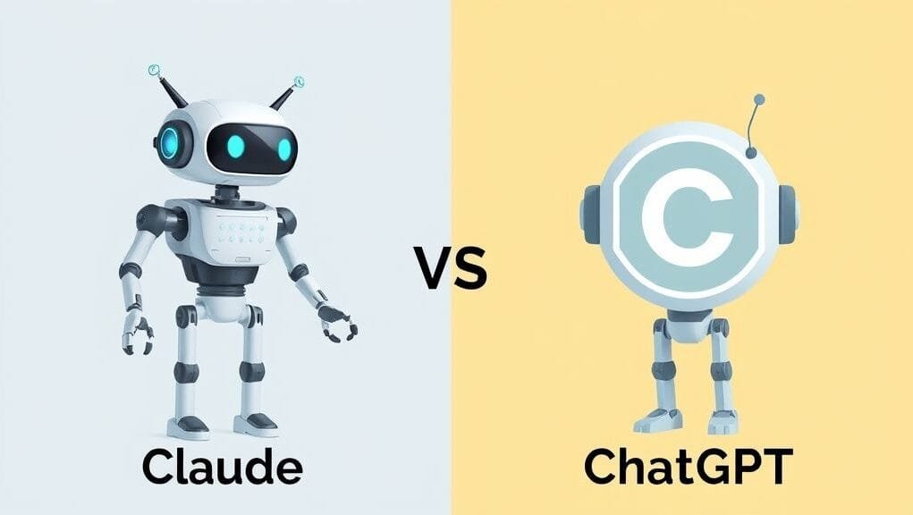 Two AI chatbots represented by different symbols, illustrating Claude vs ChatGPT Two AI chatbots represented by different symbols, illustrating Claude vs ChatGPT