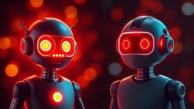 Grok vs ChatGPT: Comprehensive AI Chatbot Comparison Two AI chatbots represented by distinct glowing interfaces, one with a quirky, dynamic appearance (Grok) and the other with a sleek, professional look (ChatGPT).