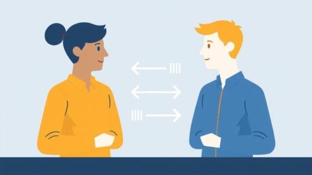 DevOps and SRE: DevOps & SRE: Master Modern Software Two teams collaborating, representing the integration of development and operations, with arrows showing communication flow.