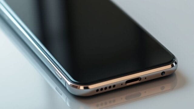 Interpreting Flagship Phone Reviews: Smart Purchase Guide A close-up shot of a modern smartphone with a sleek, premium design, showcasing its display and thin bezels, a key visual for **interpreting flagship phone reviews**.