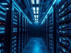 AI Acceleration GPU Architectures: Unlocking Next-Gen AI A futuristic, high-tech server room with glowing blue light trails connecting racks of advanced AI Acceleration GPU Architectures. Focus on the intricate circuitry and powerful processors, symbolizing rapid innovation and computational power. Photorealistic.