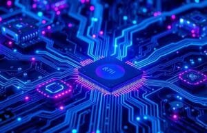 next-gen GPU CPU insights Computex 2024: Future Decoded A futuristic, stylized image depicting various interconnected computing components like CPUs, GPUs, and AI accelerators, radiating blue and purple light, symbolizing advanced next-gen GPU CPU insights. The image should convey innovation and technological progress.