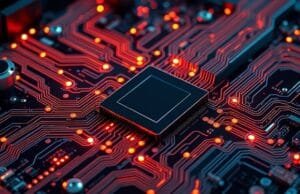 TikTok Algorithm Motherboard Speed: Key to Your FYP A highly detailed, futuristic illustration of a computer motherboard with glowing data pathways, symbolizing immense processing power and efficiency. Overlayed or integrated subtly within the design is the TikTok logo or an abstract representation of its underlying logic, underscoring its central role in content delivery. The aesthetic should be clean and high-tech, possibly with a faint blue or purple glow.