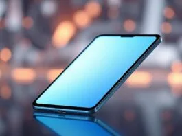 A highly polished, photorealistic image of a sleek, modern foldable smartphone partially folded, showcasing its ultra-thin profile and vibrant, crease-free display. The device is glowing faintly, hinting at advanced technology, set against a blurred, futuristic background with subtle abstract representations of material science and engineering, embodying the "thinner durable foldable displays" concept.
