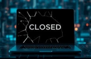 LaptopMag Shutdown Impact: What It Means for Tech Reviews A symbolic image representing the LaptopMag shutdown impact. A laptop screen, partially cracked or faded, displays a 'closed' or 'offline' message, surrounded by a subtle, glowing data stream effect. The background suggests a complex, interconnected digital landscape with blurred tech elements. The overall mood is reflective and slightly somber, emphasizing the end of an era in tech journalism.